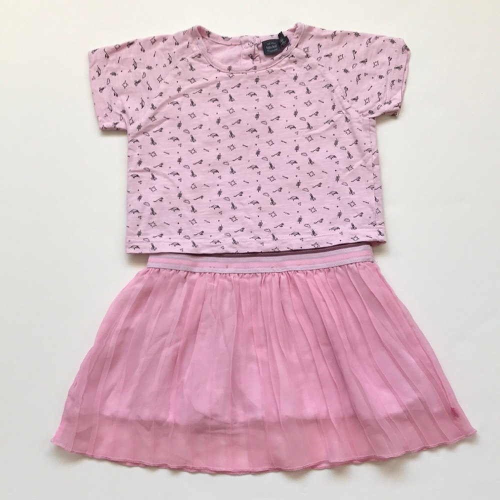 Babyface Pink Short Sleeve Chiffon Skirt Dress